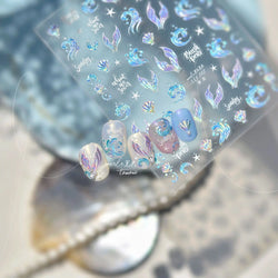 Shiny Mermaid Tail Fish Tail Sea Wave Jelly Spoondrift Shell Starfish Ocean Romantic Delicate Nail Art Stickers Manicure Decals (ONLINE ORDER ONLY)