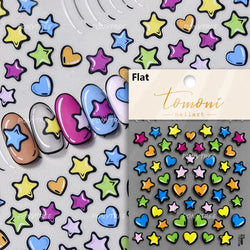 Flower Star Sun Grid Line Interesting Graffiti Tulip Cherry Apple Fruit Dot Painting Adhesive Nail Art Stickers Manicure Decals (ONLINE ORDER ONLY)