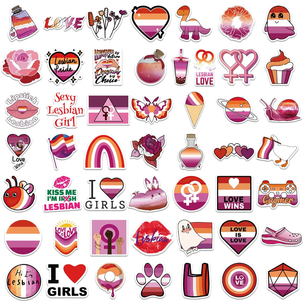 10/30/50PCS Purple Lesbian Graffiti Stickers Cartoon Decal Skateboard Laptop Motorcycle Luggage Phone Bike Waterproof Sticker (ONLINE ORDER ONLY)