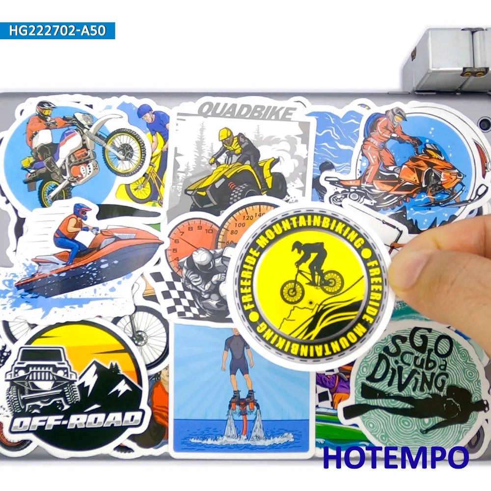 20/30/50Pieces, Extreme Sports Stickers, OFF-ROAD Ride Climbing Surfing, Mixed Style, for DIY Creative Decoration, Funny Sticker (Online Order Only)
