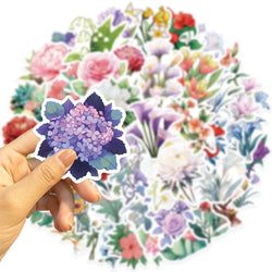 50pcs Plant Flower Stickers Aesthetic Ins Decals Kids Toy DIY Notebook Bike Phone Luggage Car Waterproof Decoration Sticker (Online Order Only)