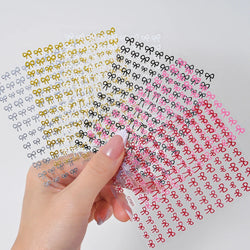 6pcs/Set Lovely Line Bowknot Nail Sticker Gold Silver Black White Pink Red Bow Tie Mini Bowknot 3D Self Adhesive Manicure Decals (ONLINE ORDER ONLY)