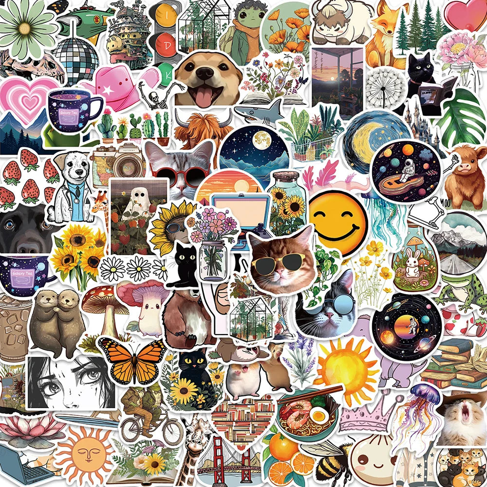 Cute Cartoon Graffiti Stickers Pack - Aesthetic Decals for Laptop, Suitcase, Stationery, Kids Toy (Online Order Only)