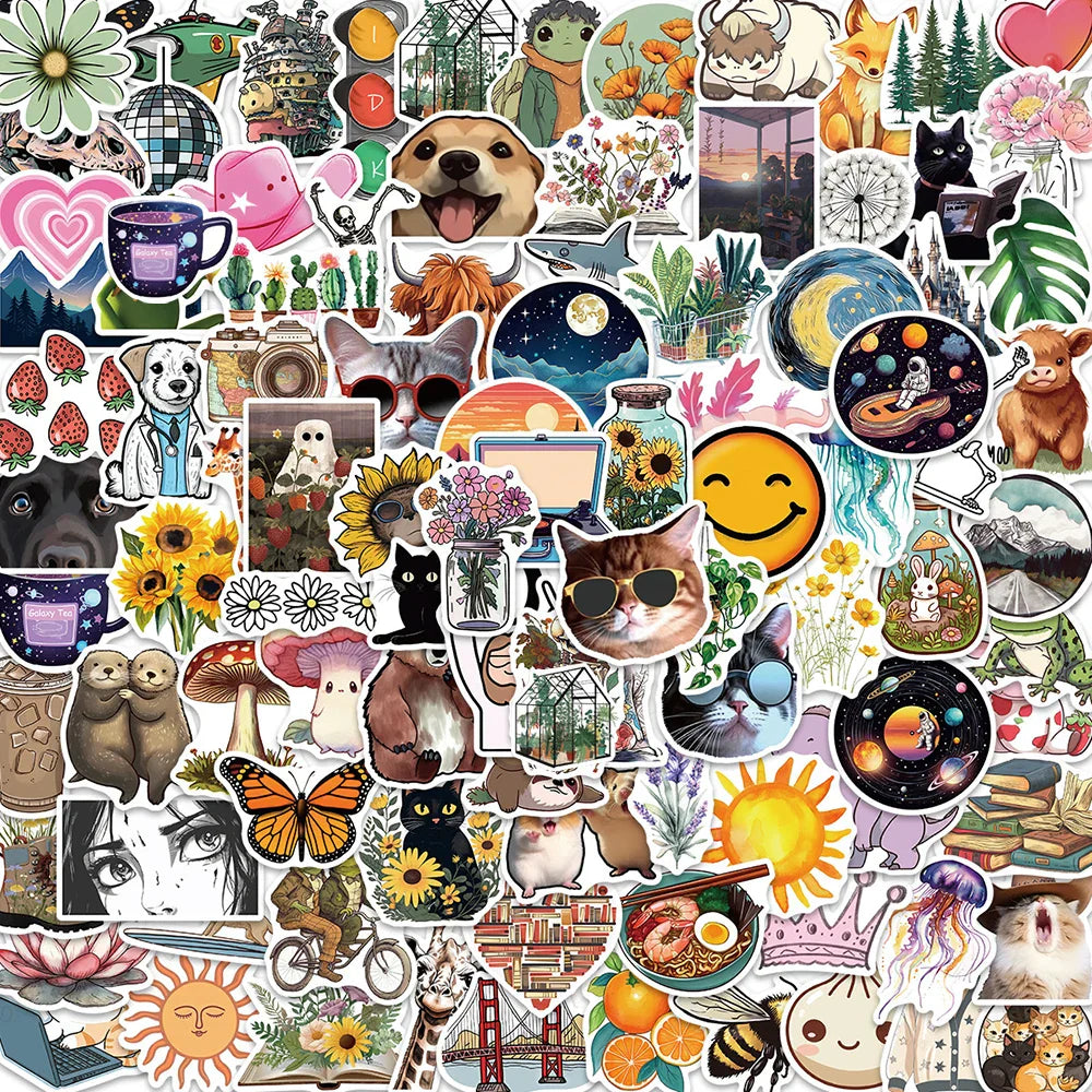 Cute Cartoon Graffiti Stickers Pack - Aesthetic Decals for Laptop, Suitcase, Stationery, Kids Toy (Online Order Only)