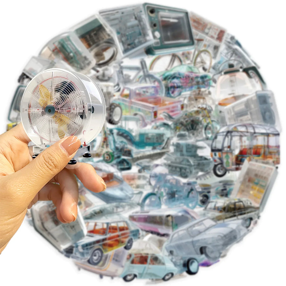 50PCS Future Technology Machinery Stickers PET Decals Scrapbook Suitcase Luggage Motorcycles Bike Waterproof Graffiti Sticker﻿ (Online Order Only)