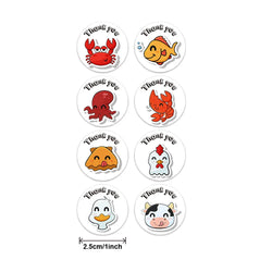 100-500pcs Round Cartoon Label Stickers Paper Cute Thank You Stickers for Baking Packaging Seal Labels Stationery Stickers (Online Order Only)