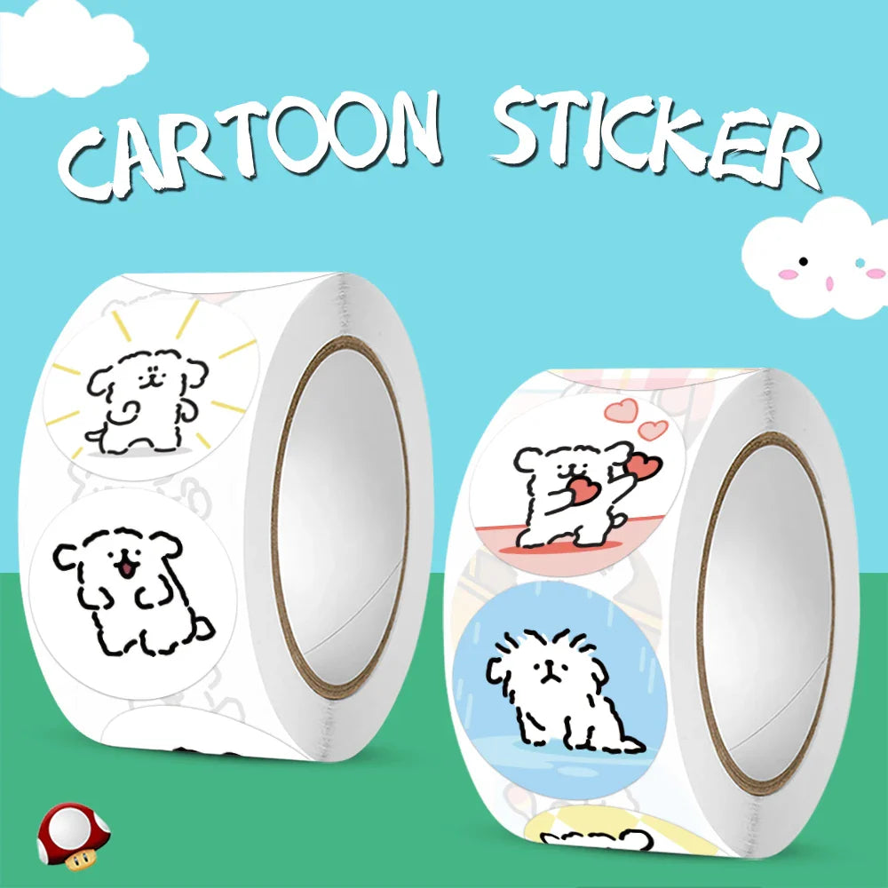 New  Sticker  Dog Cat Kids Reward Sticker Yellow Labels Happy Animal dog   Sticker Kids Toys School Teacher Student Stationery (Online Order Only)