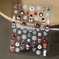 5D Embossed Gingerbread Man Nail Art Sticker Cute Christmas Winter Santa Claus Snowflake Elk Engraved Slider Manicure Decoration (ONLINE ORDER ONLY)