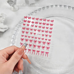 6pcs/Set Lovely Line Bowknot Nail Sticker Gold Silver Black White Pink Red Bow Tie Mini Bowknot 3D Self Adhesive Manicure Decals (ONLINE ORDER ONLY)