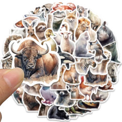 50pcs Cool Aesthetic Wild Animals Stickers Pack Vinyl Laptop Phone Decals Luggage Guitar Bicycle Car Waterproof Graffiti (ONLINE ORDER ONLY)