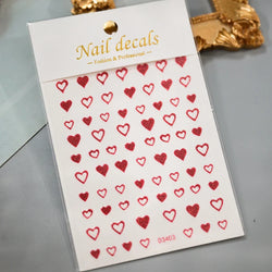 1Pc Red Pink White Heart Bow Nail Art Stickers with Glitter Sequins 5D Self Adhesive Nail Decorations Slider Decals DIY Manicure (ONLINE ORDER ONLY)