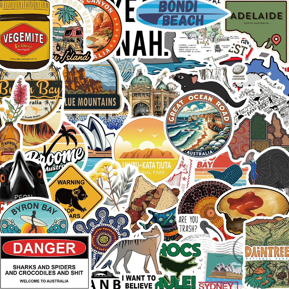 50PCS Australia City Landscape Stickers Decal DIY Phone Laptop Guitar Stationery Scrapbook Skateboard Sticker (ONLINE ORDER ONLY)