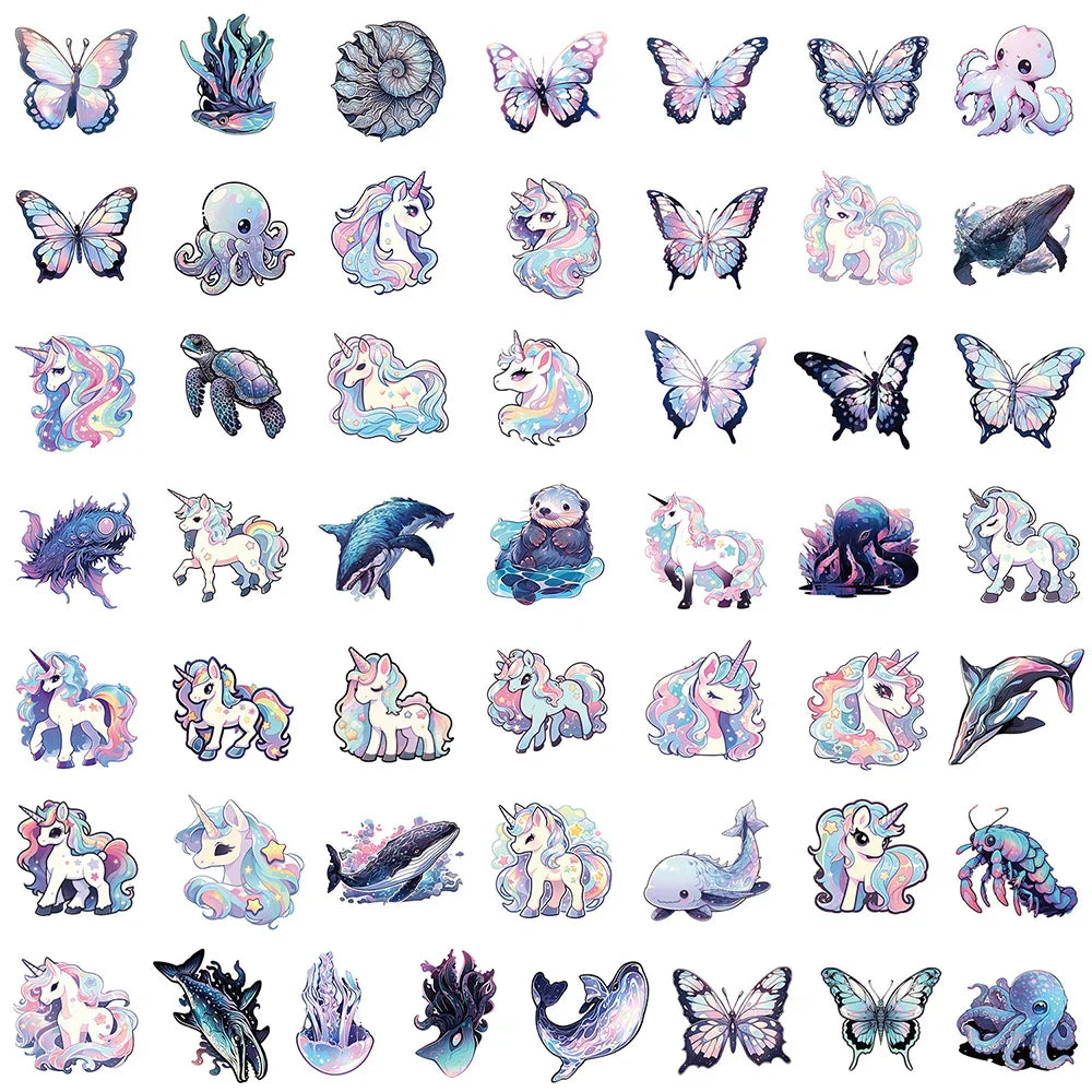 10/30/50pcs Cute Unicorn Graffiti Aesthetic Stickers Cartoon Decals Notebook Laptop Phone Suitcase Decoration Sticker Kids Toys (ONLINE ORDER ONLY)