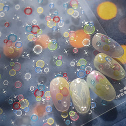 Colorful Bubbles Star Shiny Dreamy Glass Shards Flat 5D Soft Embossed Relief Self Adhesive Nail Art Sticker Chic Manicure Decal (ONLINE ORDER ONLY)