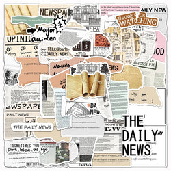 Retro Newspaper Aesthetic Stickers Vintage Waterproof Decals for Motorcycle Laptop Phone (ONLINE ORDER ONLY)