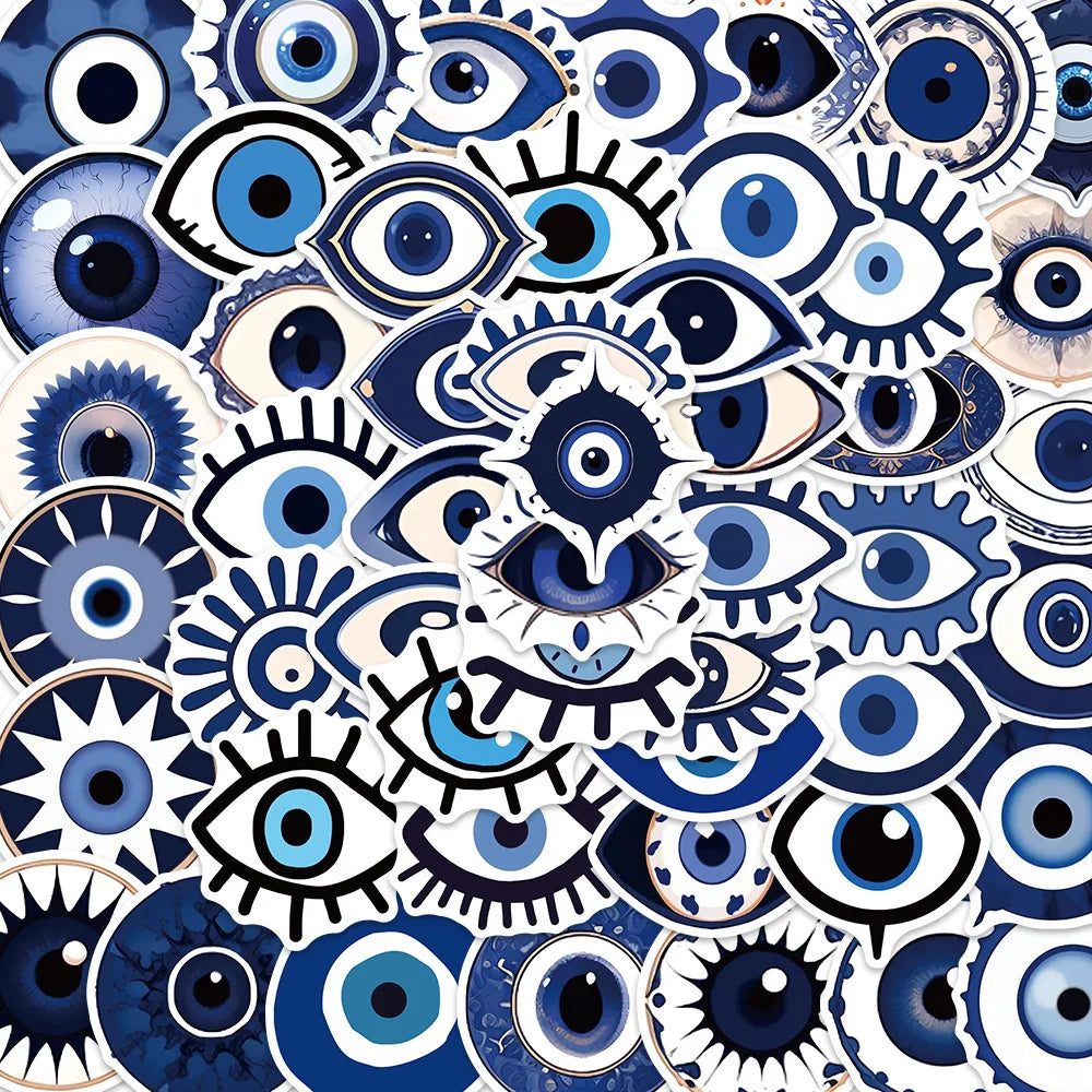10/50Pcs Evil Eyes Graffiti Stickers Aesthetic for Guitar Laptop Pad Phone Travel Luggage Cup Notebook Scrapbook Skateboard (Online Order Only)