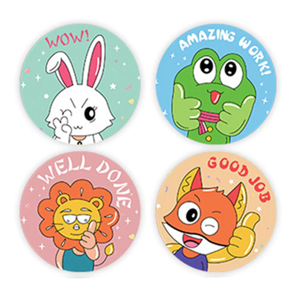 100-500pcs Kids Cute Animals Round  Reward stickers for Children Teaching Toy Gift Card Party Packaging Wrapping Labels (Online Order Only)