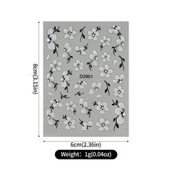 1pcs 5D Floral Nail Art Stickers Acrylic Flowers Decals with Glitter Self-Adhesive Elegant Silver Black Blossoms Theme Nail Art* (ONLINE ORDER ONLY)