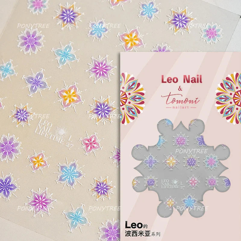 Gold Stamped Silver Totems Geometric Patterns Figure 5D Self Adhesive Nail Art Stickers Stars Bohemia Manicure Decals Wholesale (Online Order Only)