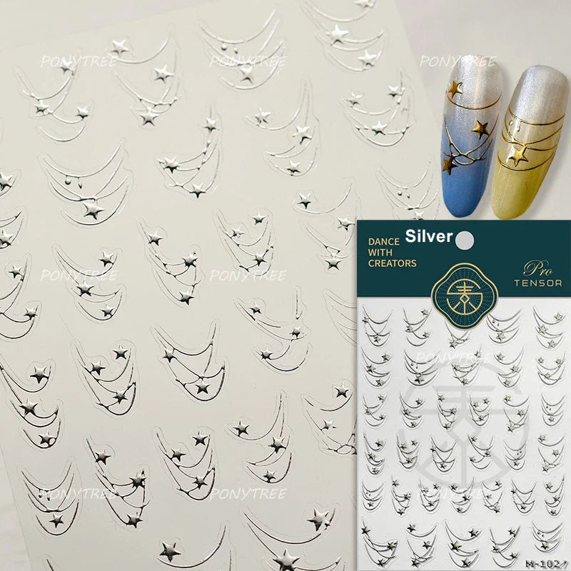 Line Love Heart Arc French Romantic Curve Punk Attitudinal Hollow Geometric Figure Adhesive Nail Art Stickers Manicure Decals (Online Order Only)