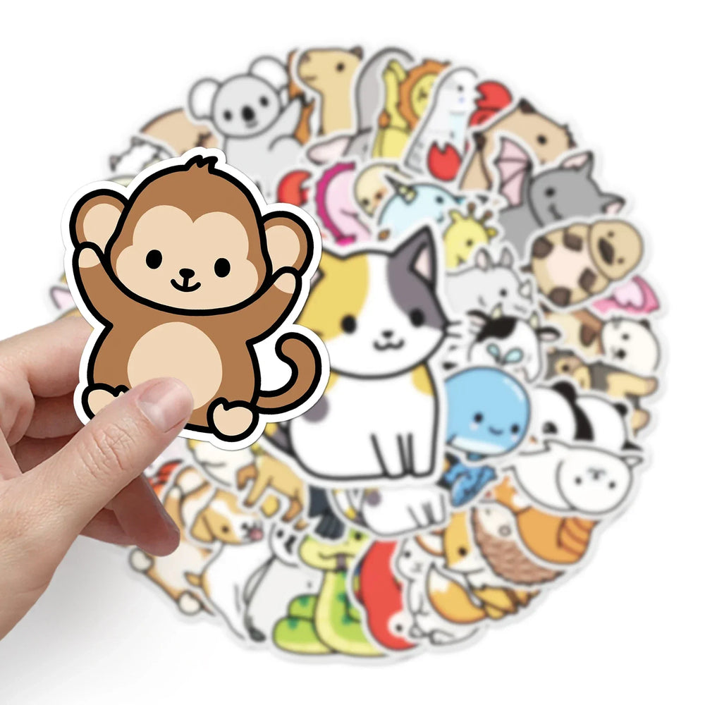 50Pcs Cute Animal Cartoon Waterproof Vinyl Stickers for Skateboard Snowboard (ONLINE ORDER ONLY)