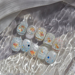 Bagful Brocaded Carp Goldfish Jellyfish Water Bubbles Seahorse Ocean Starfish Whale Adhesive Nail Art Stickers Manicure Decals (ONLINE ORDER ONLY)