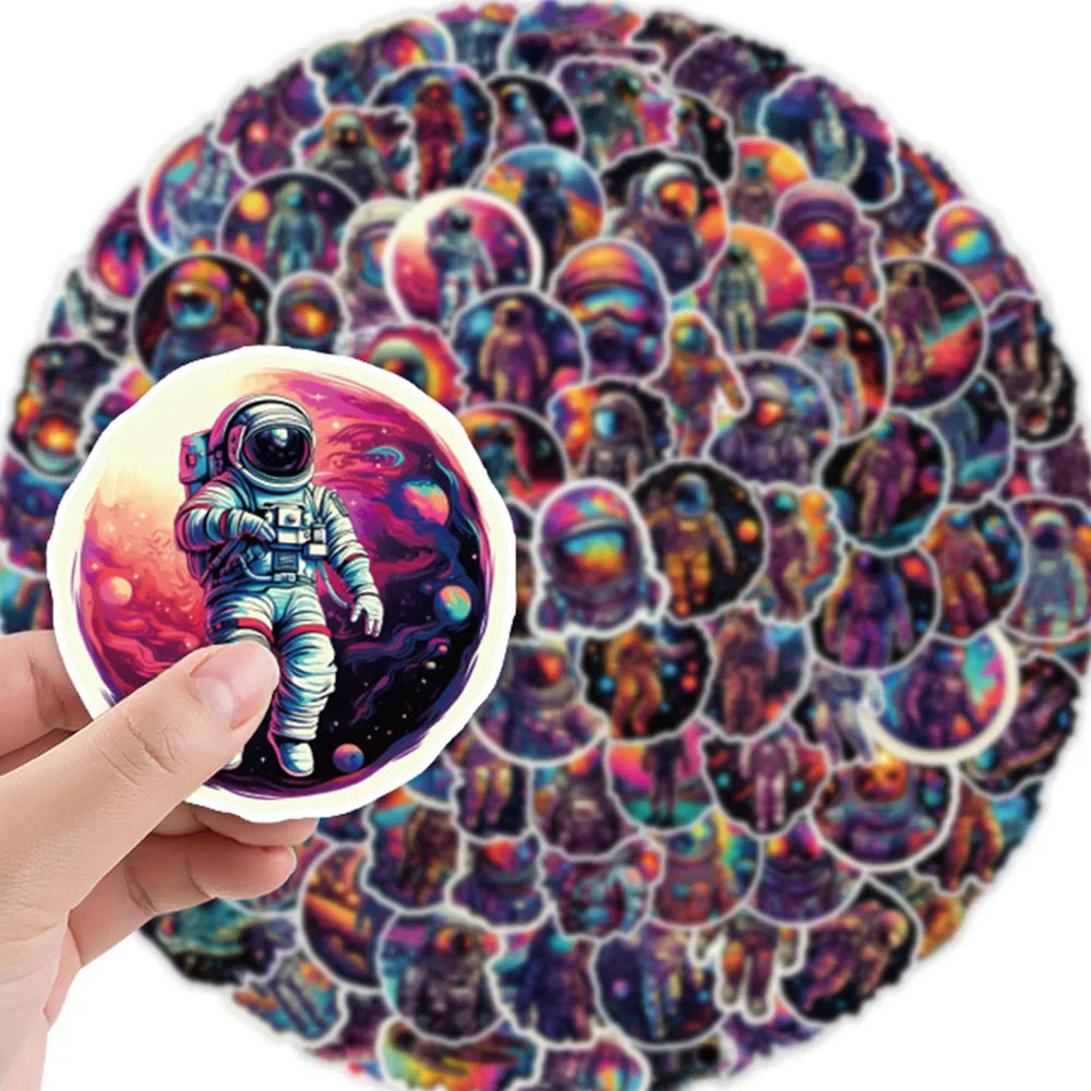 10/30/50/100pcs Cartoon Outer Space Astronaut Graffiti Stickers Decals Kid Toy Laptop Notebook Phone Suitcase Decoration Sticker (Online Order Only)