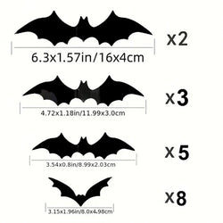 18pcs PVC Bat  Sticker Scary Decor Props For Bar Room,car truck laptop. Perfect For Halloween (ONLINE ORDER ONLY)
