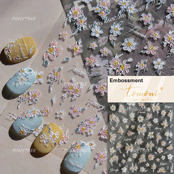 Flower Garden Purple Yellow Pink Daisy Butterfly Delicate 5D Soft Relief Adhesive Nail Art Decoration Sticker 3D Manicure Decals (ONLINE ORDER ONLY)