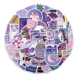 Cartoon Girl Purple Stickers Pack for Kids DIY Scrapbook Laptop Phone Car Bike (Online Order Only)