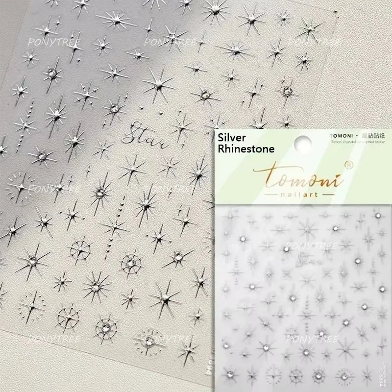 Star Moon Love Heart Curved Line Arc Dreamy Necklace Hanging in The Air Starry Night Adhesive Nail Art Stickers Manicure Decals (ONLINE ORDER ONLY)