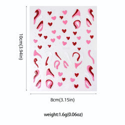 1Pc Red Pink White Heart Bow Nail Art Stickers with Glitter Sequins 5D Self Adhesive Nail Decorations Slider Decals DIY Manicure (ONLINE ORDER ONLY)