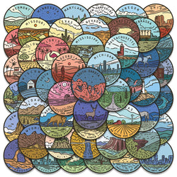 10/50Pcs Famous Scenery 50 states Stickers DIY Toys Stationery Case Skateboard Laptop Guitar Pegatinas Decals Stickers (ONLINE ORDER ONLY)