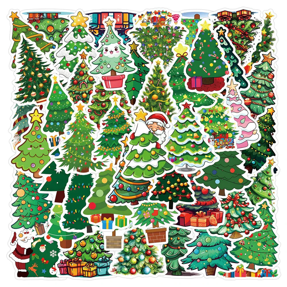Green Christmas Tree Stickers Decals DIY Skateboard Phone Fridge Scrapbook Graffiti (Online Order Only)