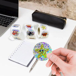 100-500pcs Holographic Rainbow Label Cartoon Marine Animal Stickers Children DIY Handmade Scrapbooking Stationery Sticker (ONLINE ORDER ONLY)