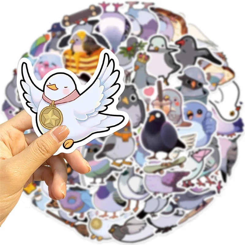 10/30/50PCS Kawaii Pigeon PVC Sticker Aesthetic Chidlren's Korean Stationery Decoration Scrapbooking School Supplies for Kids (ONLINE ORDER ONLY)