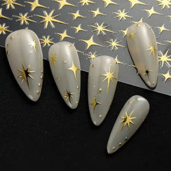 1 Sheet Star Nail Art Stickers 3d Self Adhesive Nail Decals Black White Golden Silver Color Star Design Nail Supplies Accessory (ONLINE ORDER ONLY)
