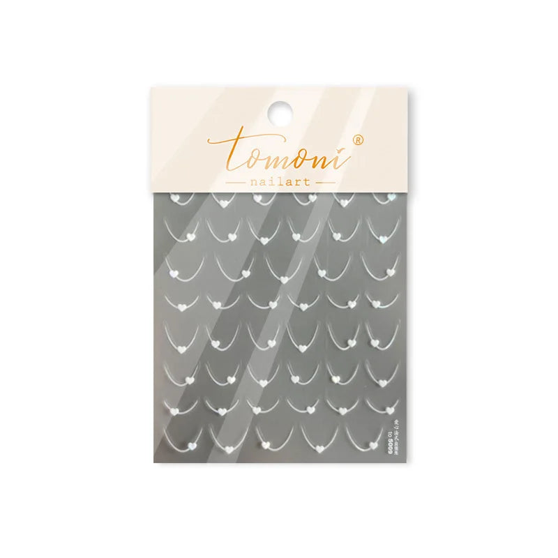 Mini Love Heart Arc Curved Line French Style Minimalist Colourful Self-adhesive Nail Art Decorations Stickers Manicure Decals (Online Order Only)