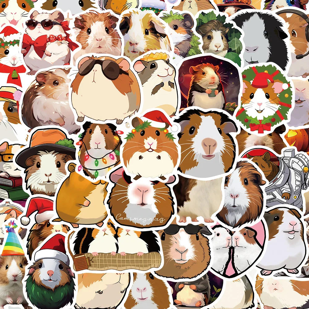 Cartoon Cavia Porcellus Stickers Decals for Laptop, Suitcase, Phone, Guitar, Scrapbook (10/30/50pcs) (Online Order Only)