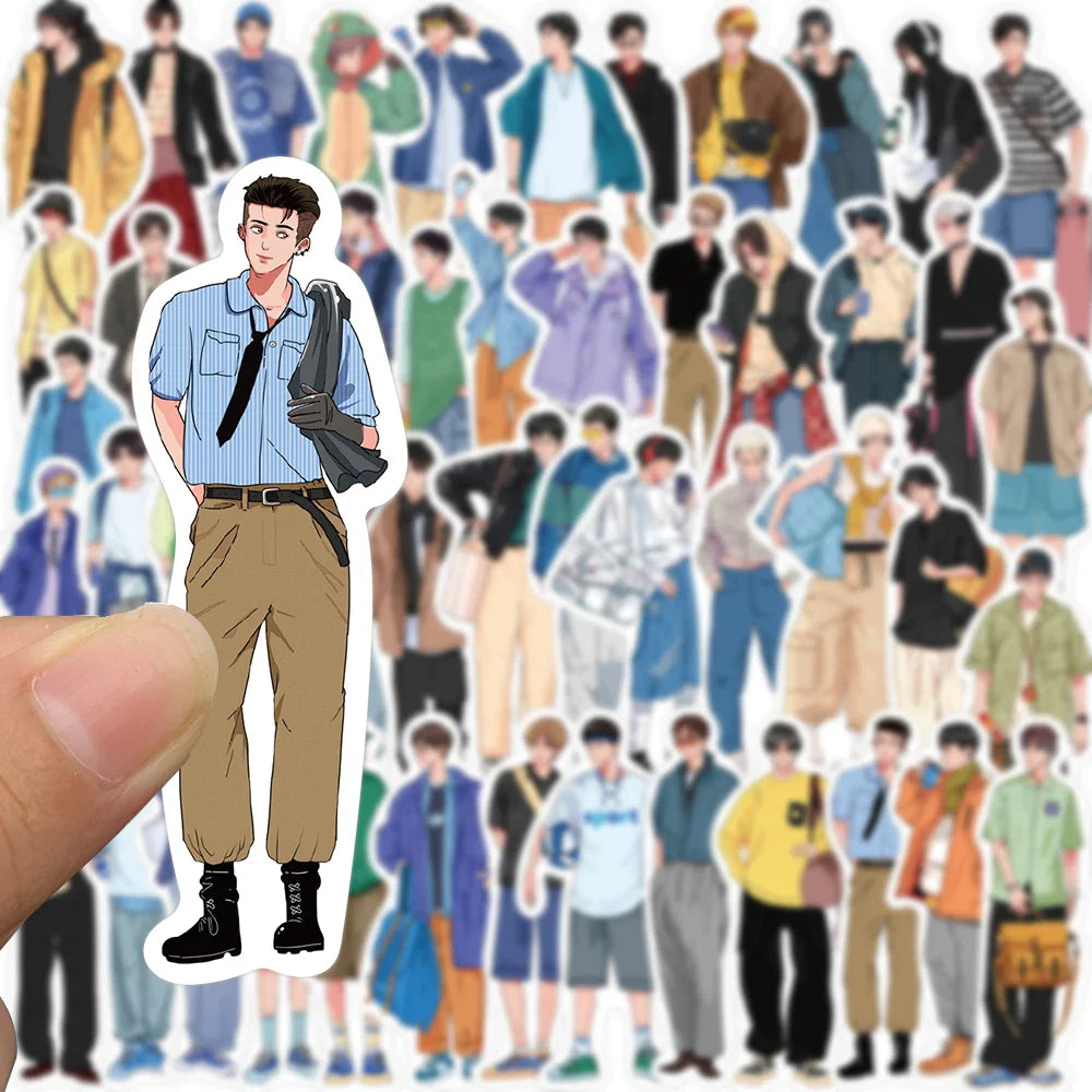 50PCS Boy Wear Fashion Man Stickers Pack DIY Skateboard Motorcycle Suitcase Stationery Stickers Phone Laptop Toy (Online Order Only)