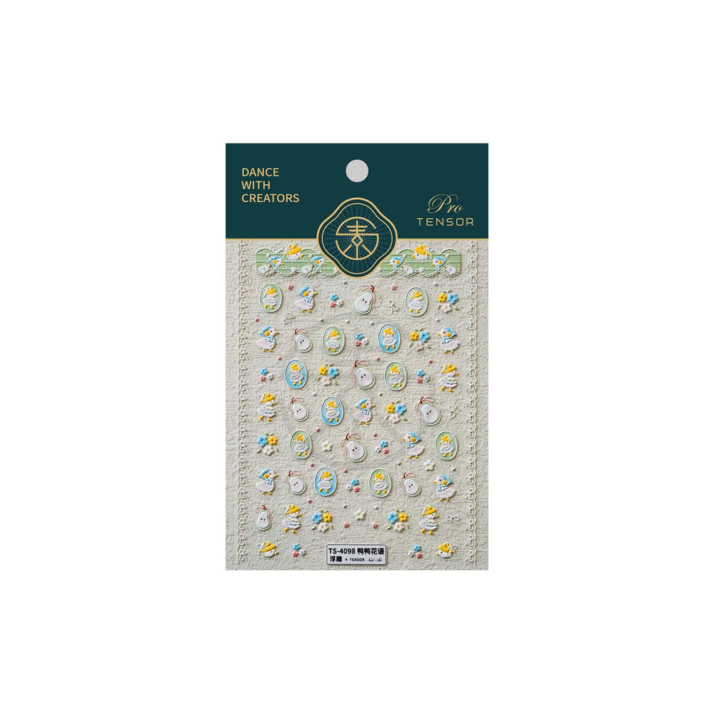 Cute Duck Pear Bowknot Mini Flower Duckling Line Bow Photo Frame Seal Stamp Figure Self Adhesive Nail Art Sticker Manicure Decal (ONLINE ORDER ONLY)