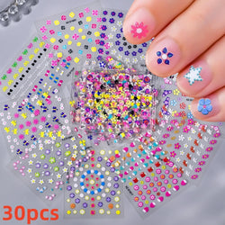 30pcs 3D Daisy Design Nail Art Sticker Set Acrylic Sanding Colorful Floral Decals Self-Adhesive Nail Art Supplies DIY Manicure * (ONLINE ORDER ONLY)