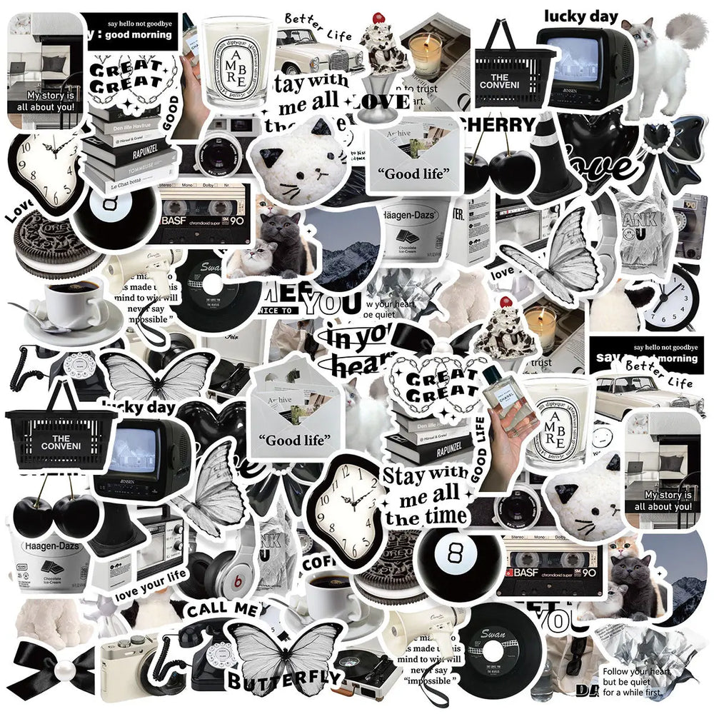 Etori Life 50pcs Cartoon Cute Exquisit Literary Objects Student DIY Laptops, Scrapbooks,Stationery Decoration Stickers (ONLINE ORDER ONLY)