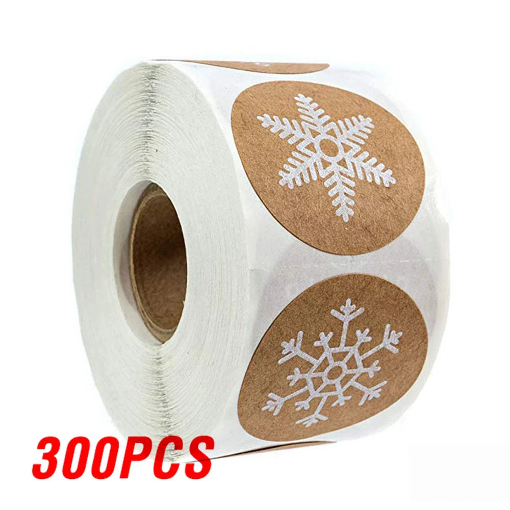 100-500Pcs Gold Snowflake Christmas Stickers Candy Bag Envelopes Sealing Label Christmas Gifts Box Decorations Sticker (ONLINE ORDER ONLY)
