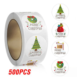 100-500pcs White Merry Christmas Sticker Holiday Party New Year Decoration Gift Box Seal Sticker Baking Label Packaging Sticker (ONLINE ORDER ONLY)