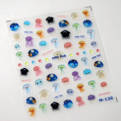 1pcs 5D Kawaii Jelly Series Nail Art Stickers Blue Jellyfish Adhesive Nail Art Decorations Stickers Hot Stamping Manicure Decals (Online Order Only)