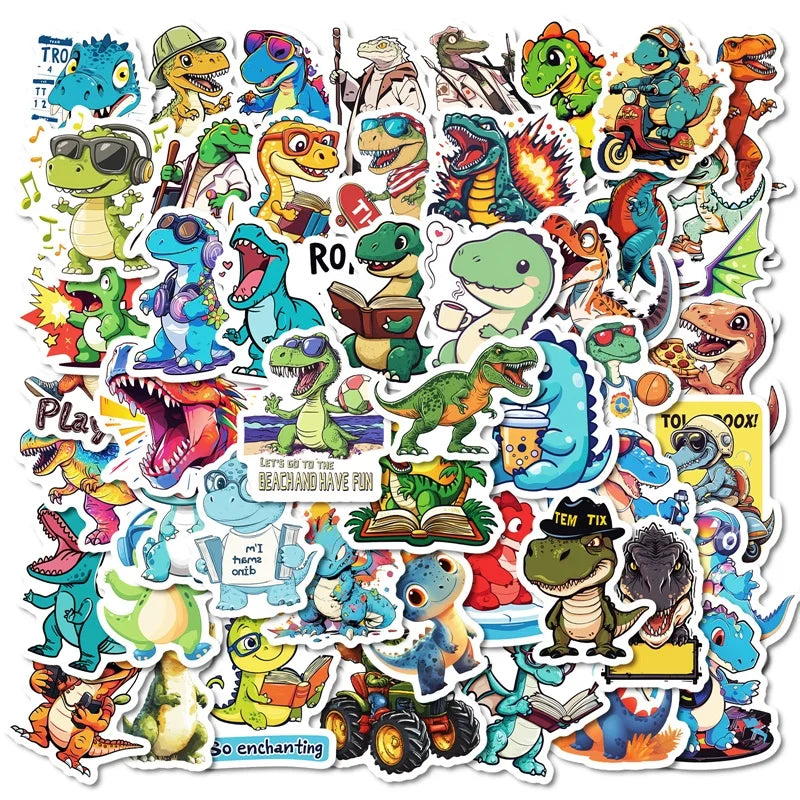 10/30/50PCS Kawaii Fashion Dinosaur Sticky PVC Sticker Aesthetic Stationery DIY Decoration Scrapbooking School Supplies for Kids (ONLINE ORDER ONLY)