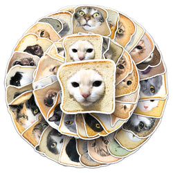 10/30/50PCS Bread Cat Graffiti Stickers Funny Cat Decoration Animal DIY Luggage Laptop Phone Guitar Car Bike Skateboard Decals (Online Order Only)