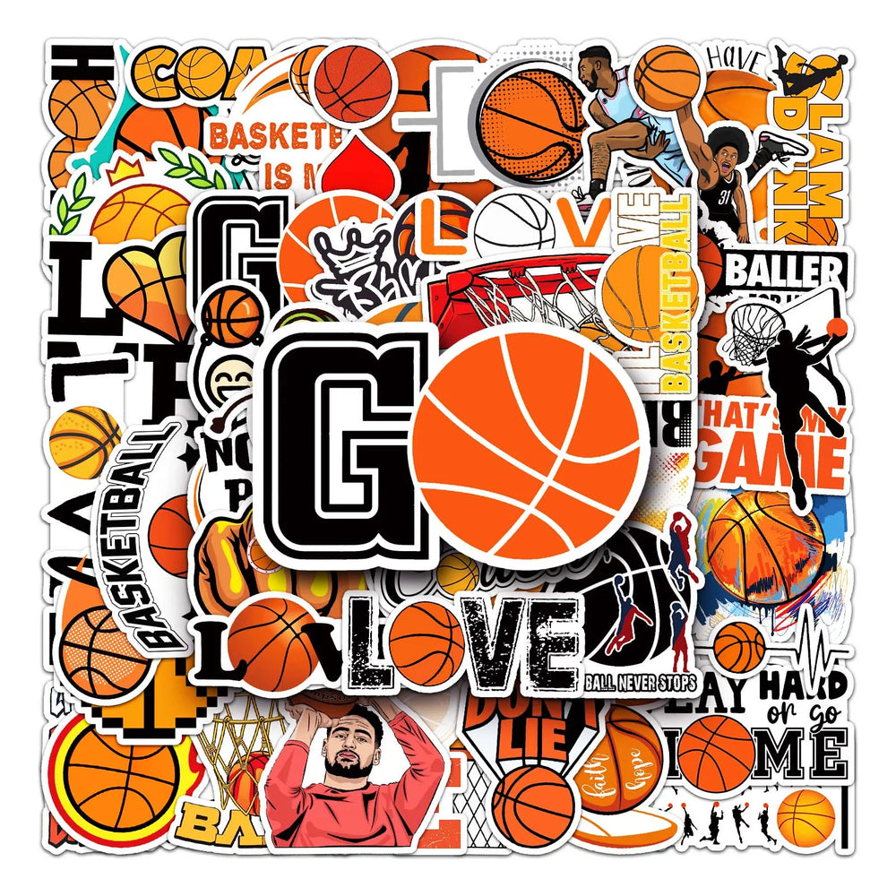 50Pcs Basketball Cartoon Waterproof Vinyl Stickers for Skateboard Snowboard (Online Order Only)
