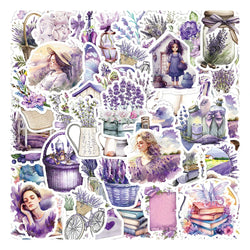 Cute Cartoon Lavender Flower Stickers for Laptop, Phone, Suitcase - 10/30/60pcs Aesthetic Decals (Online Order Only)